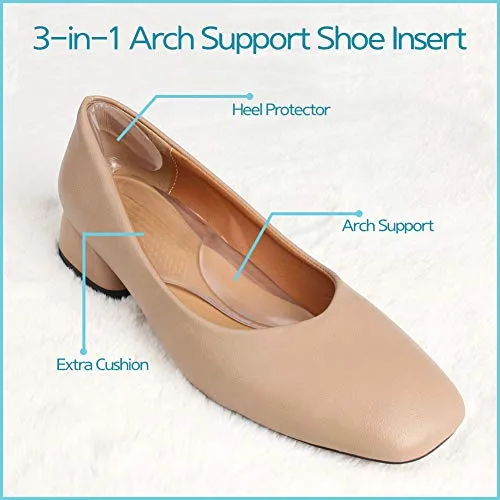 3 in 1 Arch Support Heel Cushion and Liner for Men and Women, Gel Shoe Heel Inserts (Violet)