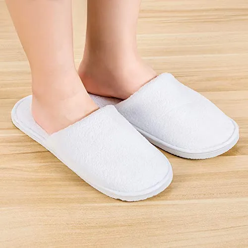 AhfuLife Spa Slippers 10 Pairs of Hotel Slippers, 2 Sizes Disposable Slippers Closed-Toe Slippers, Guest Slippers, Non-slip Slippers for Guest, House Slippers Unisex, Bedroom, Party, Travel