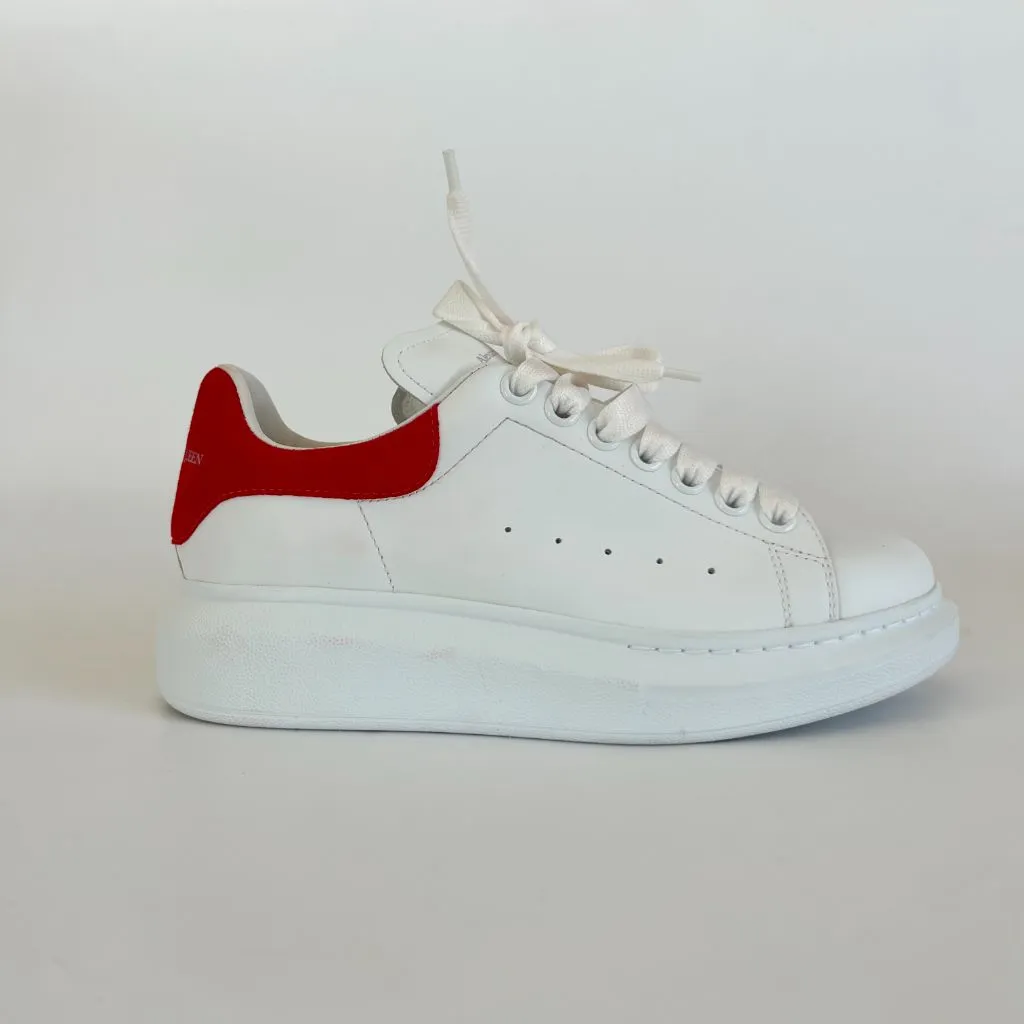 Alexander McQueen white leather oversized lace up sneakers, 37.5