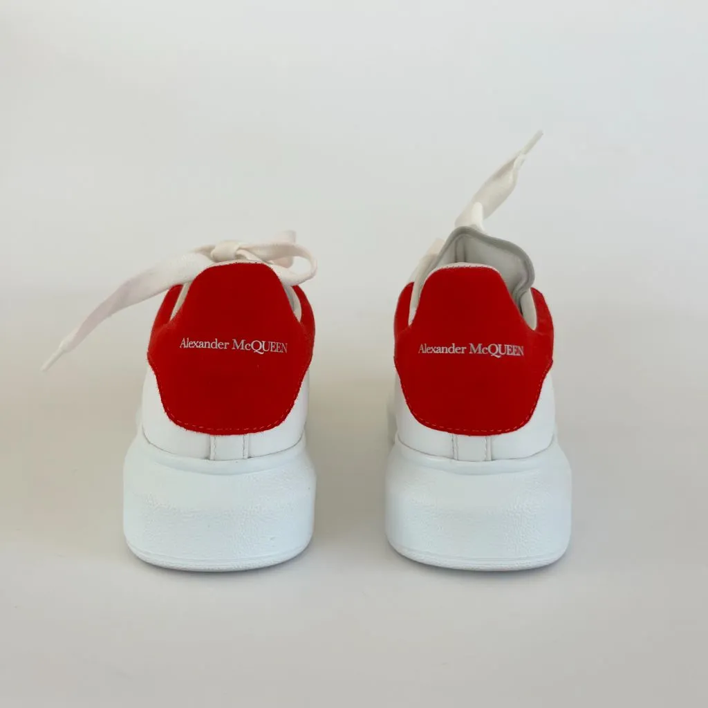 Alexander McQueen white leather oversized lace up sneakers, 37.5