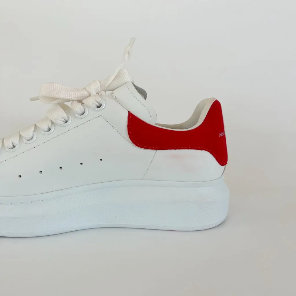 Alexander McQueen white leather oversized lace up sneakers, 37.5