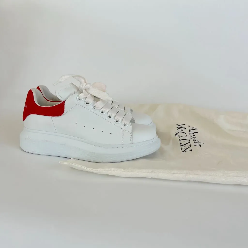 Alexander McQueen white leather oversized lace up sneakers, 37.5