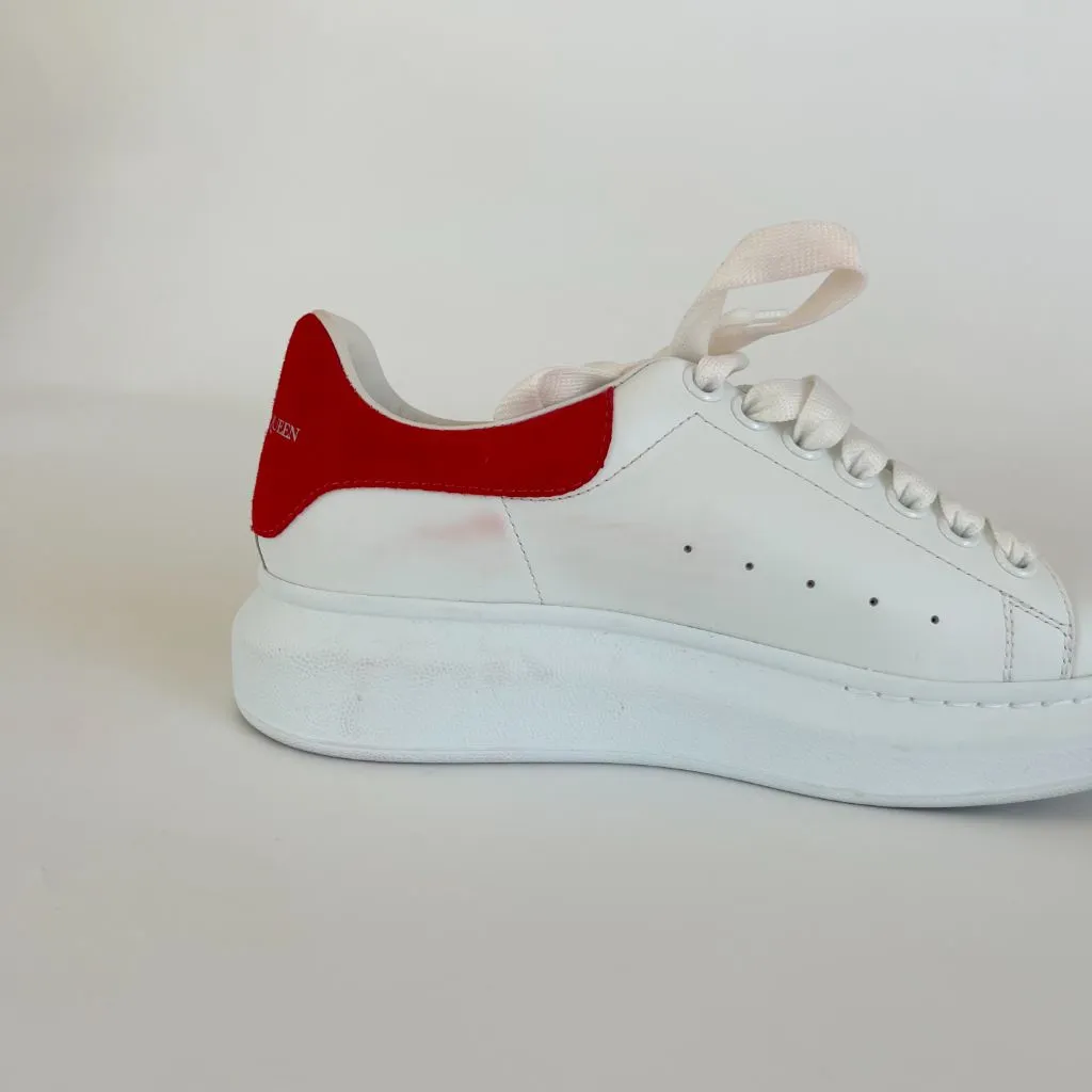 Alexander McQueen white leather oversized lace up sneakers, 37.5