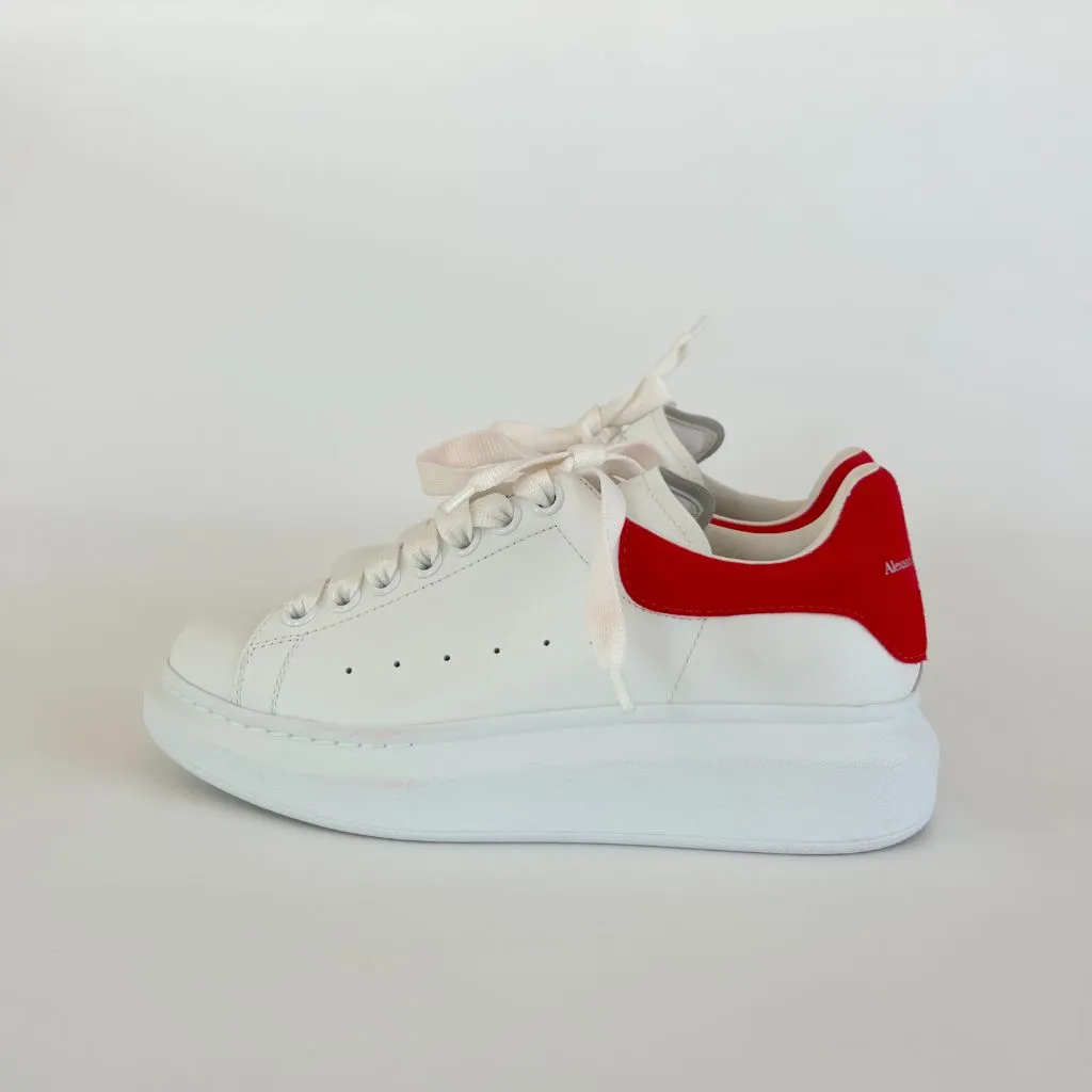 Alexander McQueen white leather oversized lace up sneakers, 37.5