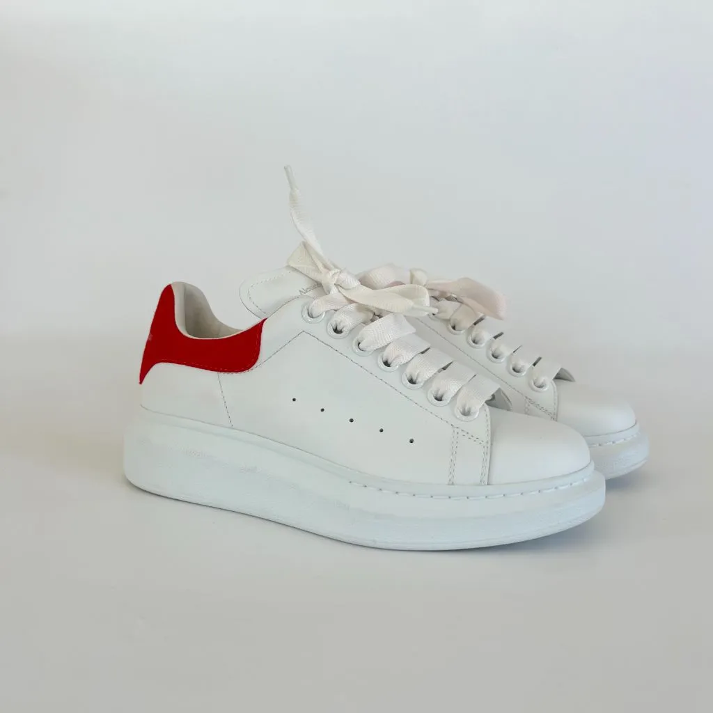 Alexander McQueen white leather oversized lace up sneakers, 37.5