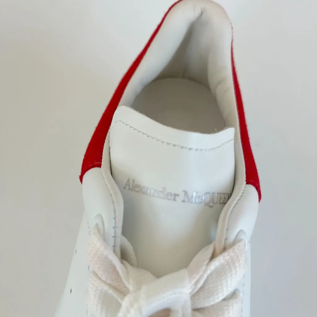 Alexander McQueen white leather oversized lace up sneakers, 37.5