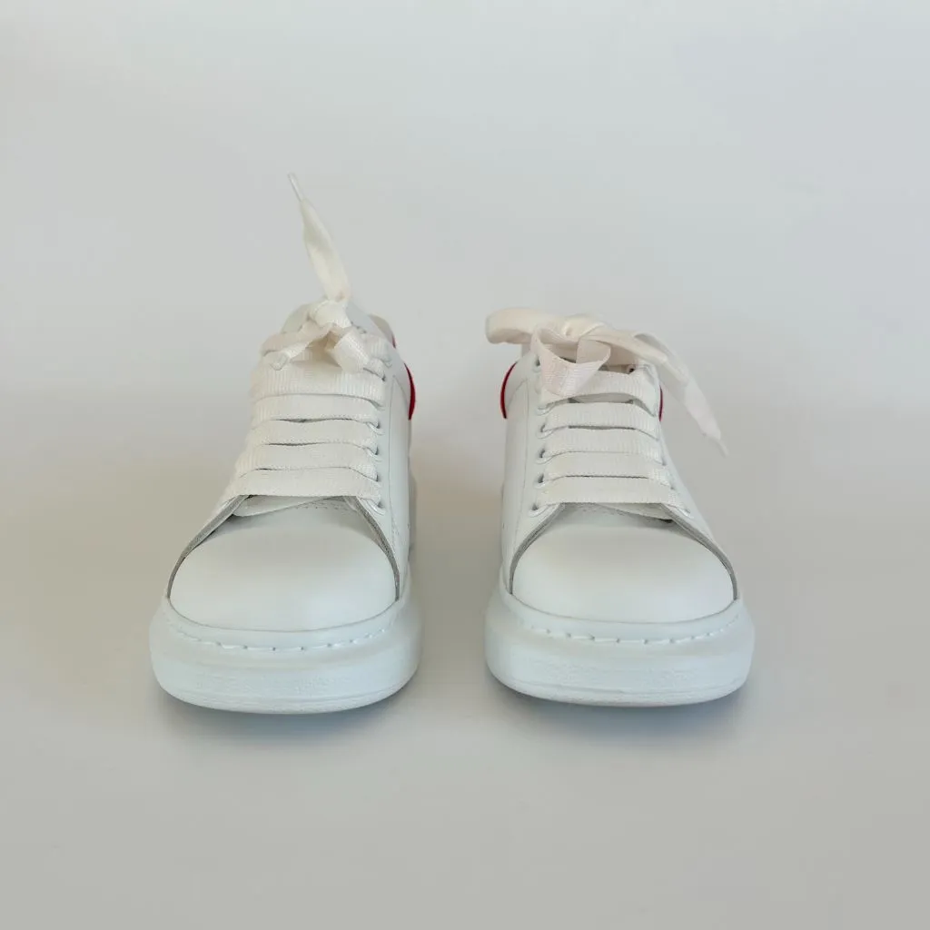 Alexander McQueen white leather oversized lace up sneakers, 37.5