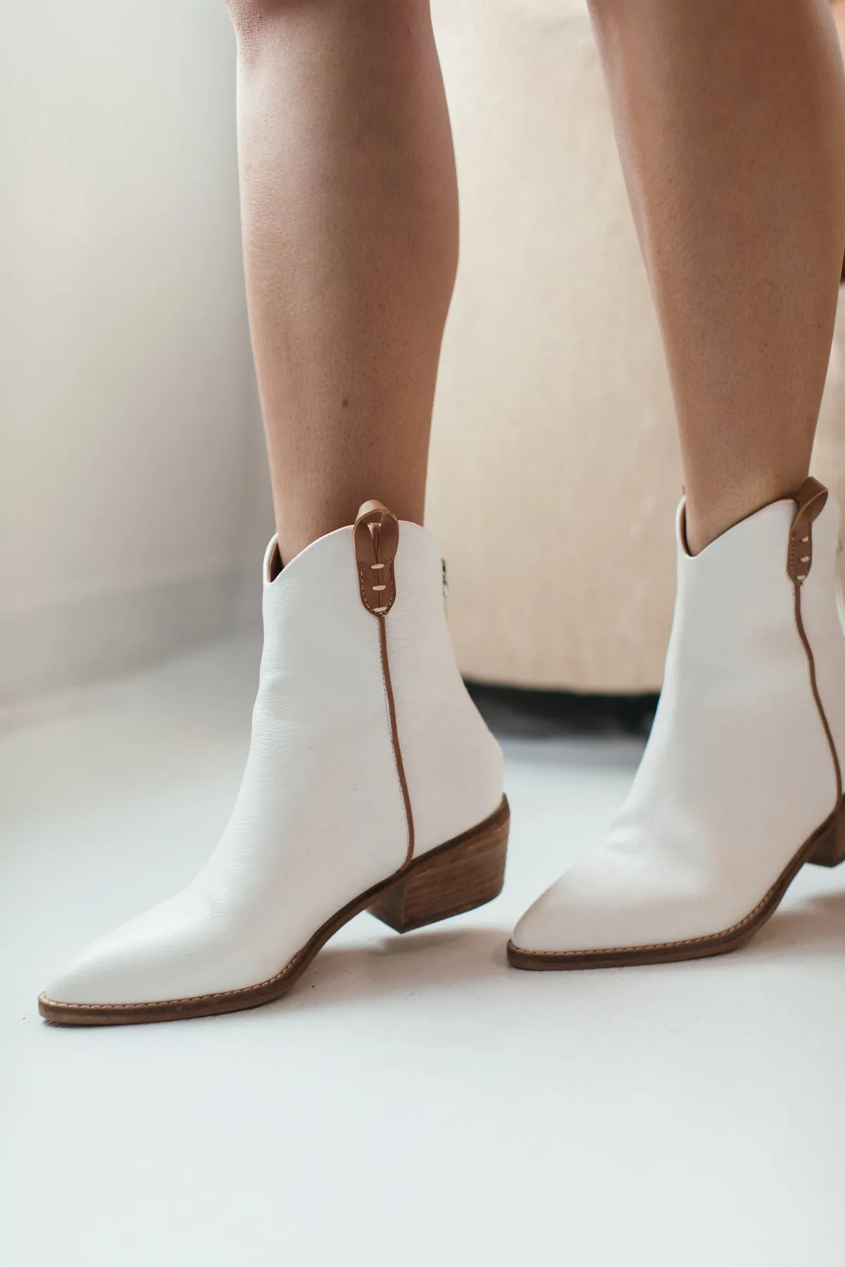 Amelia White Booties - FINAL SALE