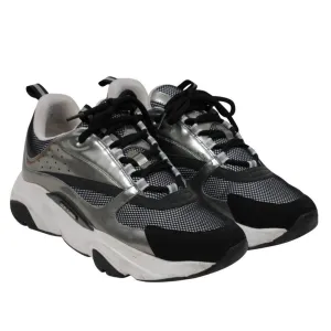 B22 Sneakers Black Silver Mesh Chunky Logo Trainers
