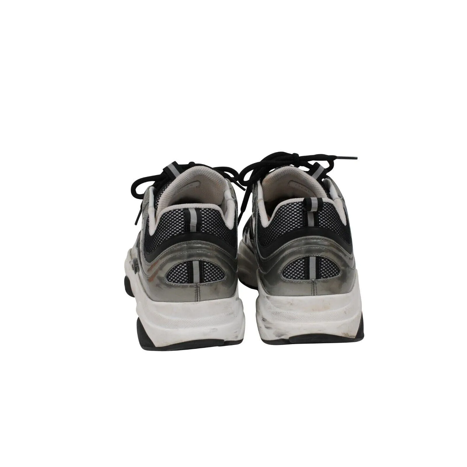 B22 Sneakers Black Silver Mesh Chunky Logo Trainers
