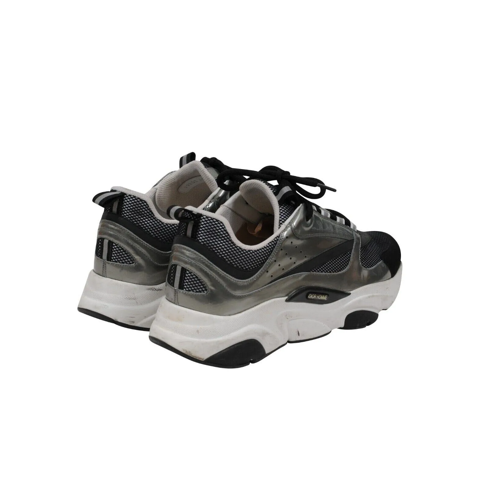 B22 Sneakers Black Silver Mesh Chunky Logo Trainers