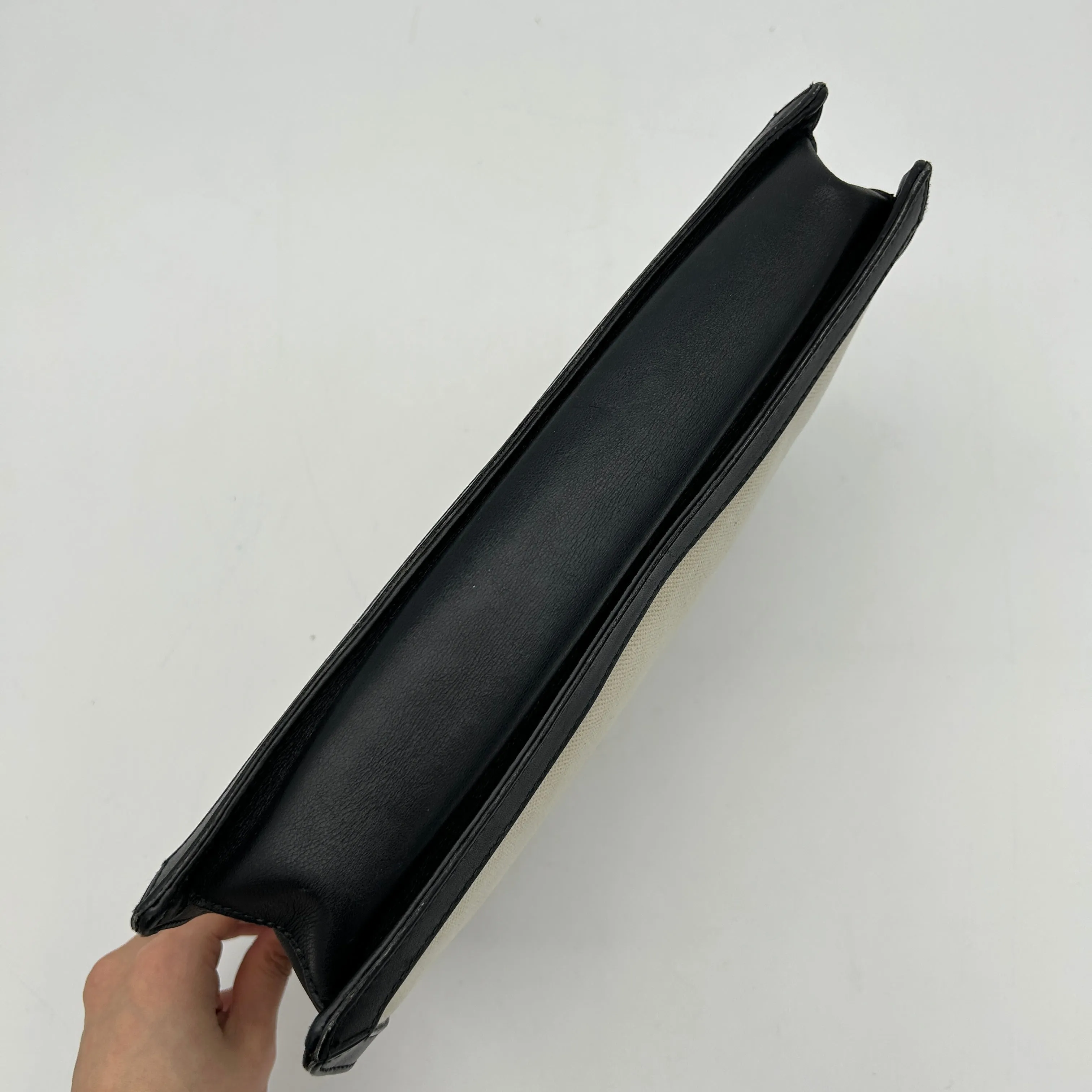 Balenciaga Navy Canvas Leather Large Zip Pouch