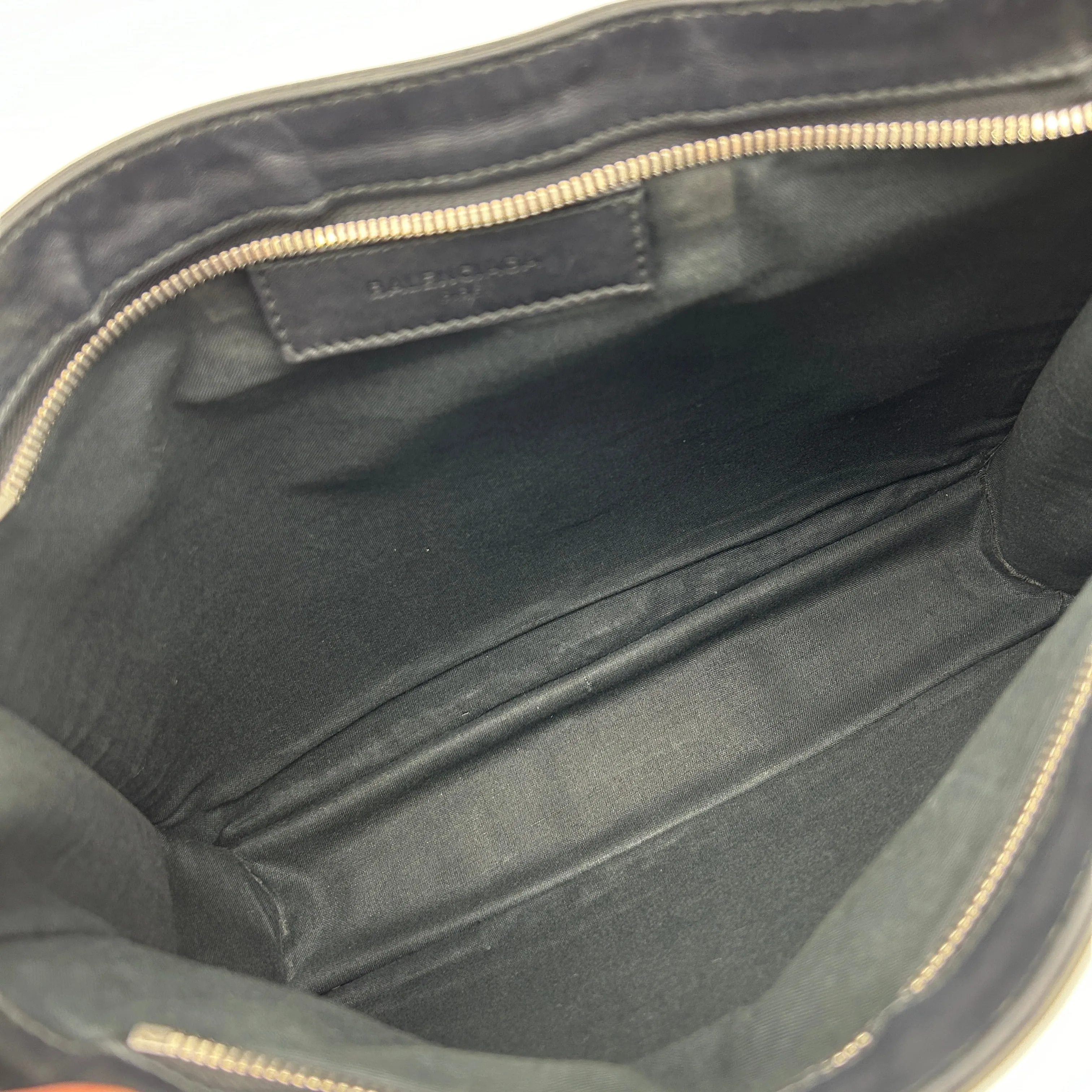 Balenciaga Navy Canvas Leather Large Zip Pouch