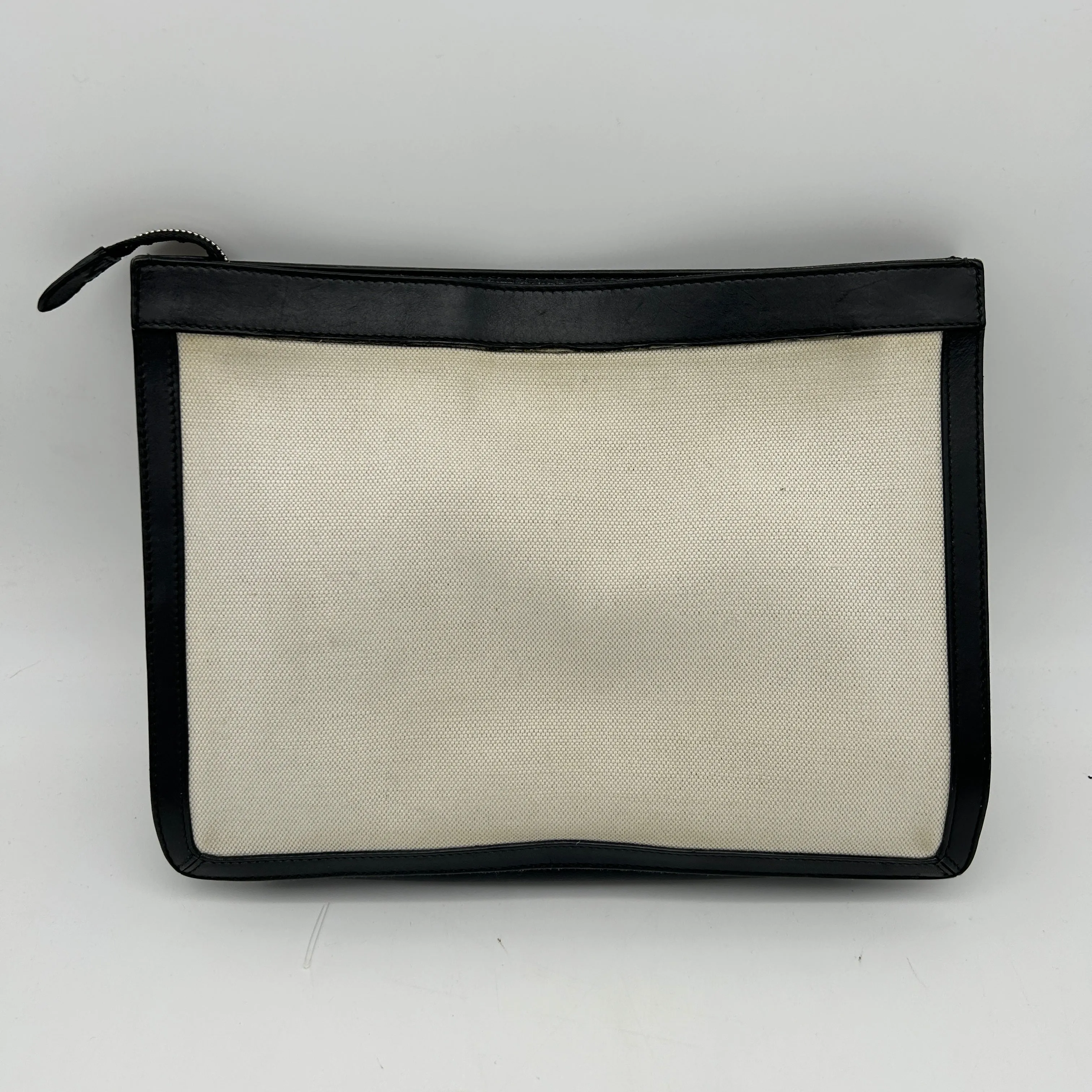 Balenciaga Navy Canvas Leather Large Zip Pouch