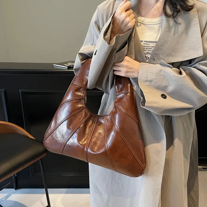 Big Splicing Faux Leather Crossbody Bags for Women