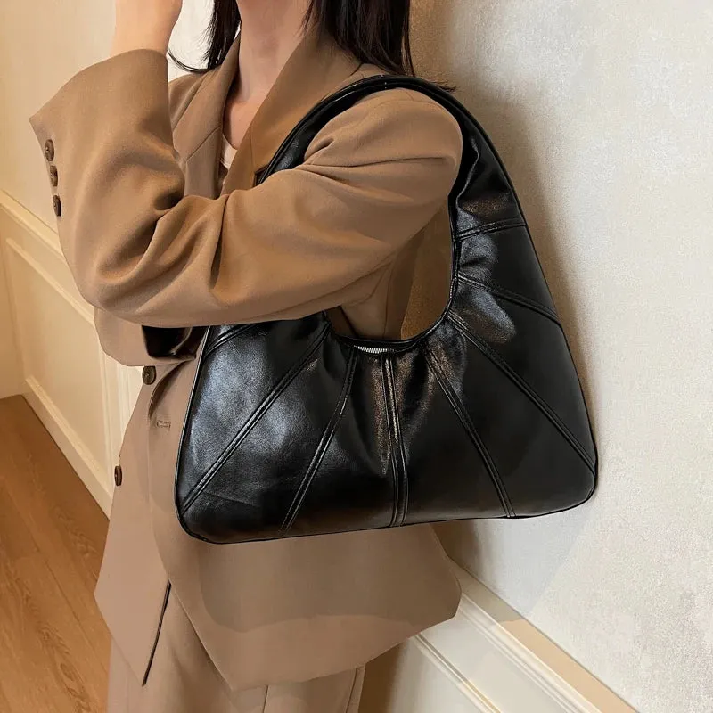 Big Splicing Faux Leather Crossbody Bags for Women