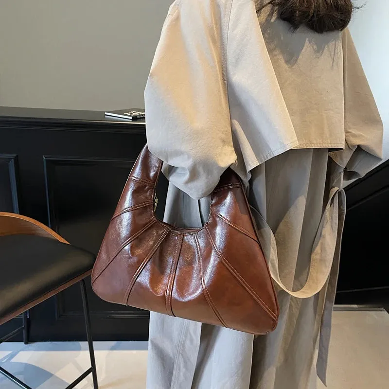 Big Splicing Faux Leather Crossbody Bags for Women