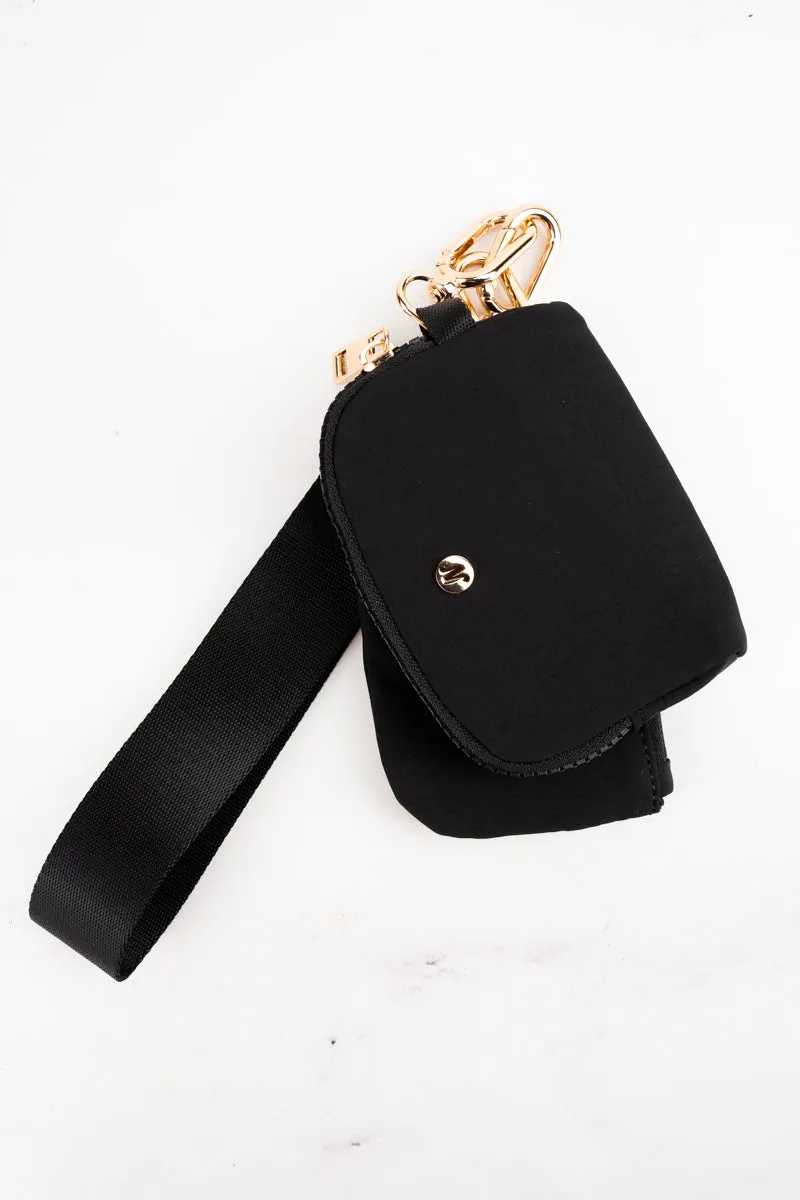 Black and Gold Dual Pouch Wristlet