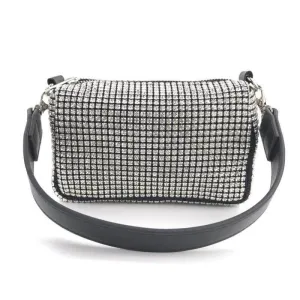 Black Hadmade Customize Rhinestone Crossbody Baguette Bags