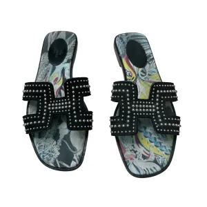 Black Studded Oran Sandals - 8