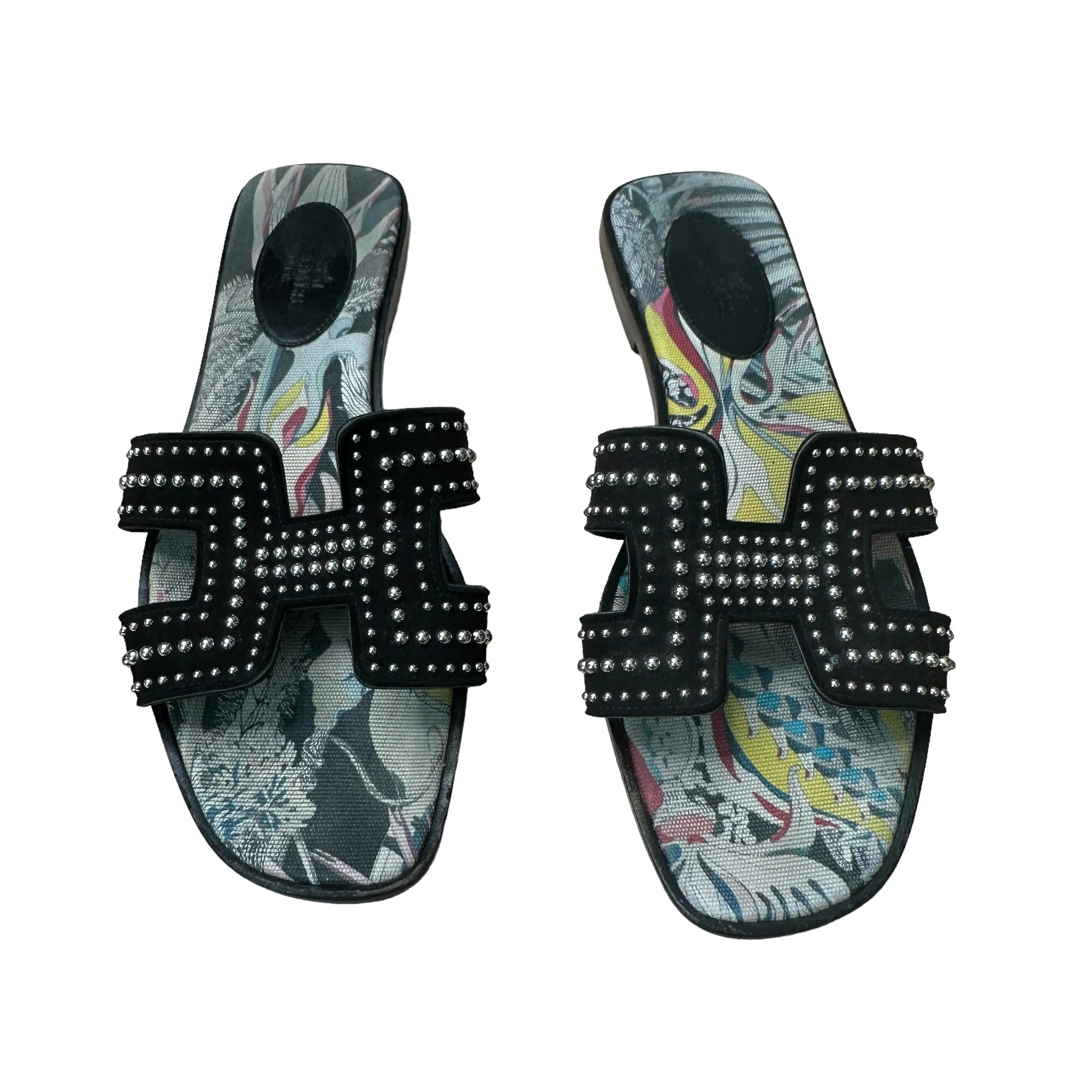 Black Studded Oran Sandals - 8
