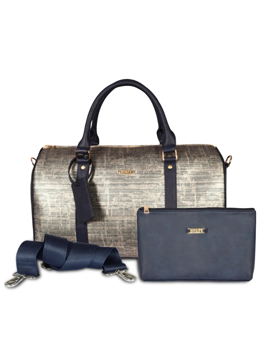 Blue & Gold cabin bag with toiletry pouch