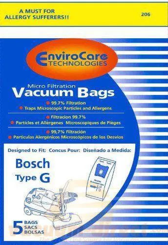 Bosch Type G Microlined Paper Vacuum Bags by EnviroCare, 5 Pack #206
