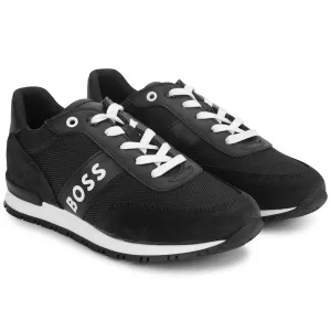 BOSS KIDS' TRAINERS IN MIXED MATERIALS WITH CONTRAST LOGO