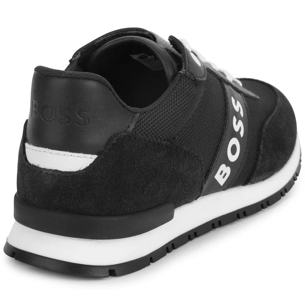 BOSS KIDS' TRAINERS IN MIXED MATERIALS WITH CONTRAST LOGO