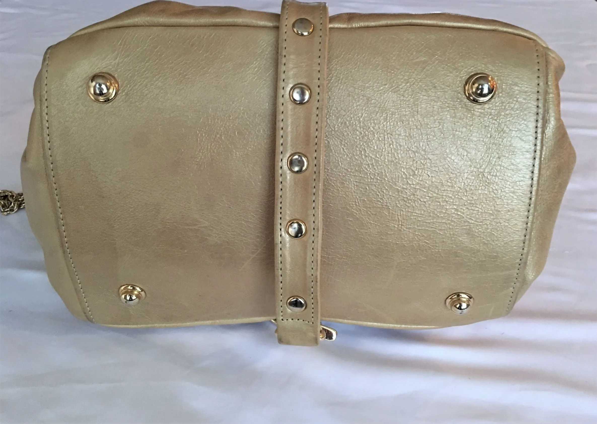 Botkier Gold Leather Trigger Shoulder Bag