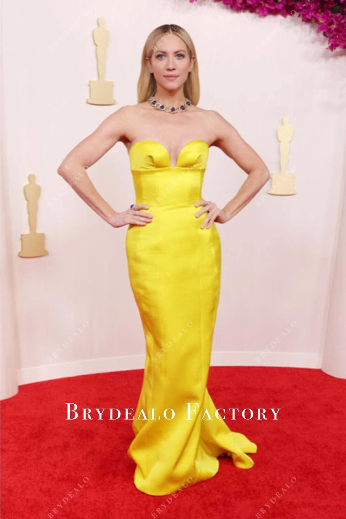 Brittany Snow 2024 Oscars Yellow Red Carpet Dress