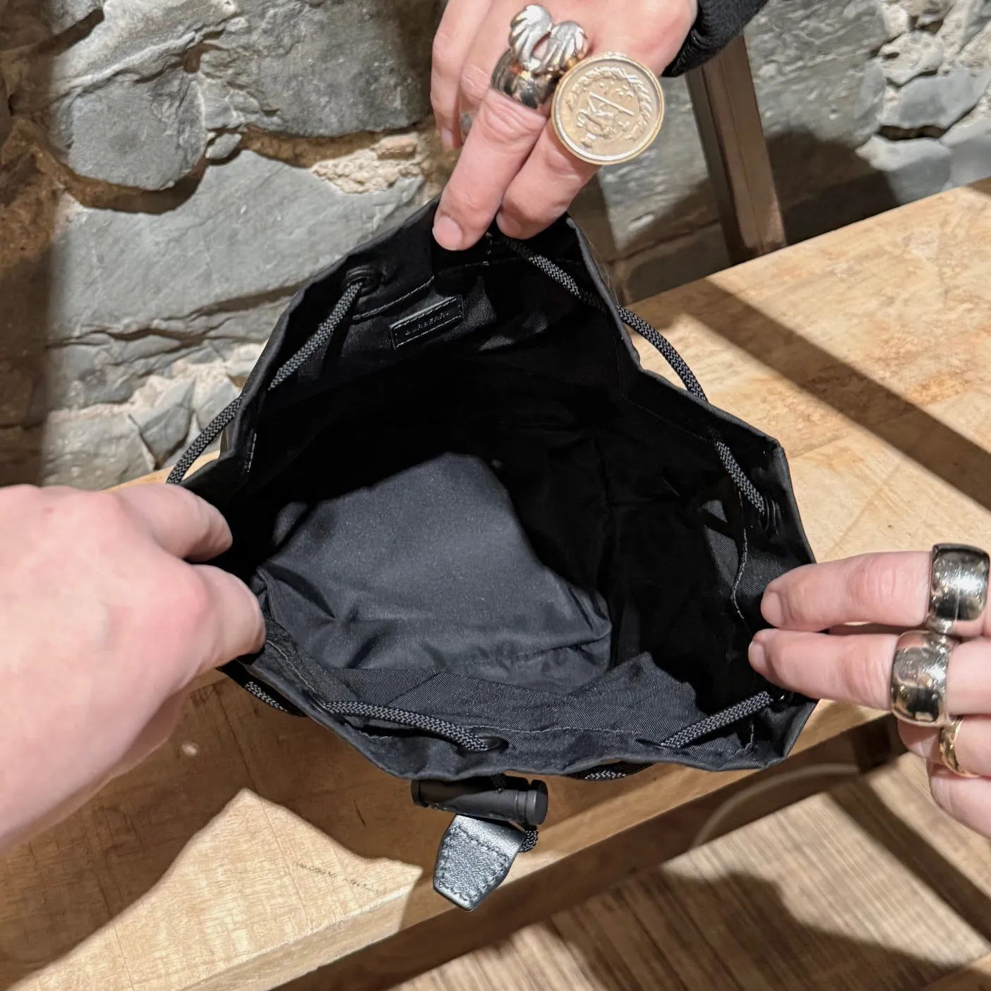 Burberry Black Nylon Phoebe Drawstring Mini Bucket Pouch
