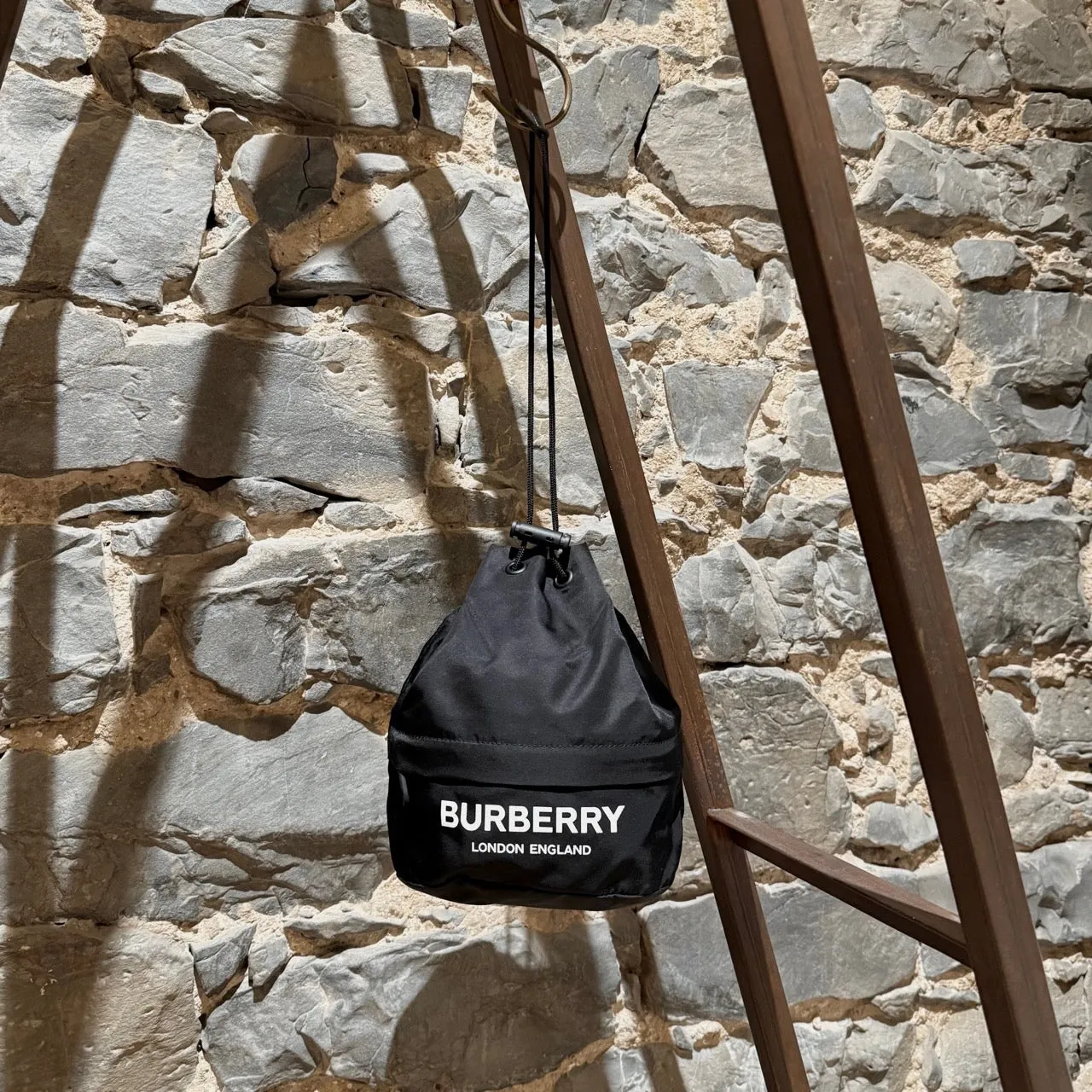 Burberry Black Nylon Phoebe Drawstring Mini Bucket Pouch