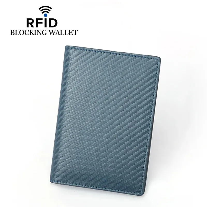 Carbon Fiber Passport Cover Travel Wallet Slim Credit ID Card Holder Boarding Wallet