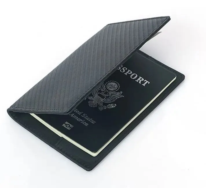Carbon Fiber Passport Cover Travel Wallet Slim Credit ID Card Holder Boarding Wallet