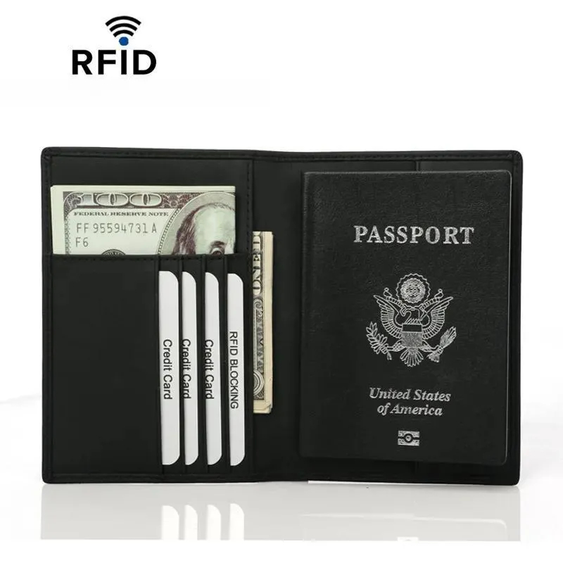 Carbon Fiber Passport Cover Travel Wallet Slim Credit ID Card Holder Boarding Wallet