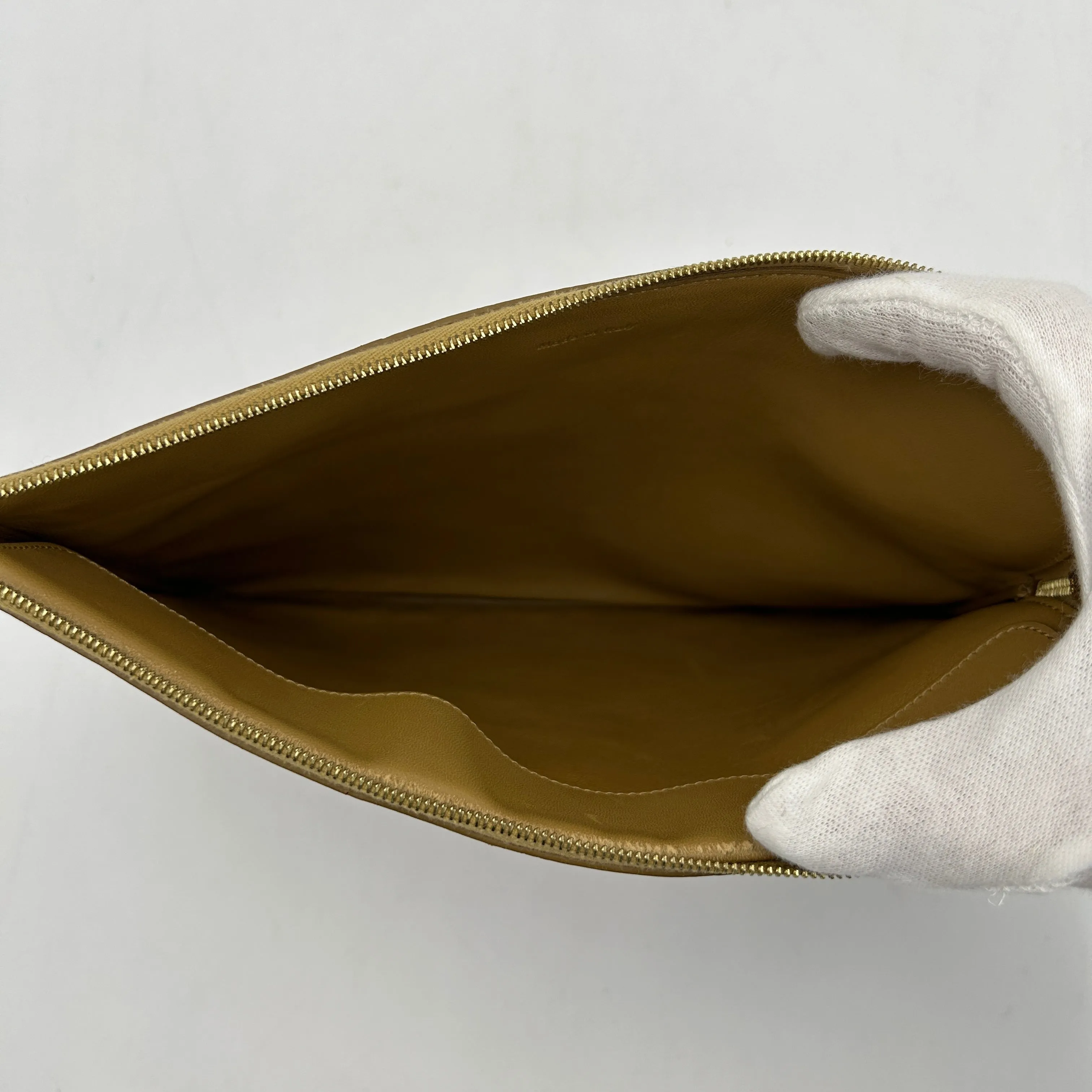 Celine Bi Color Large Coeur Red Beige Leather Clutch
