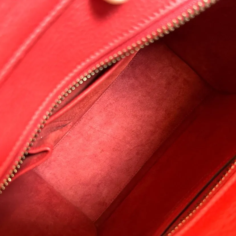 Celine Classic Red Luggage Bag 26cm Gold Hardware