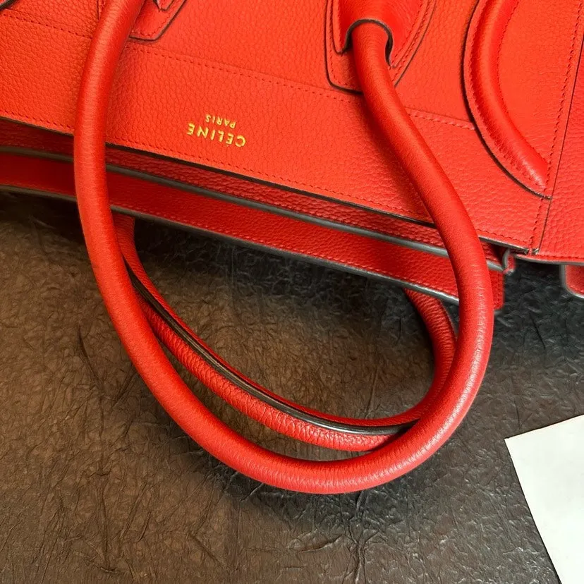 Celine Classic Red Luggage Bag 26cm Gold Hardware