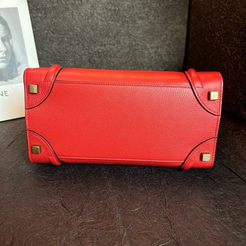 Celine Classic Red Luggage Bag 26cm Gold Hardware
