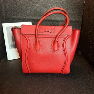 Celine Classic Red Luggage Bag 26cm Gold Hardware