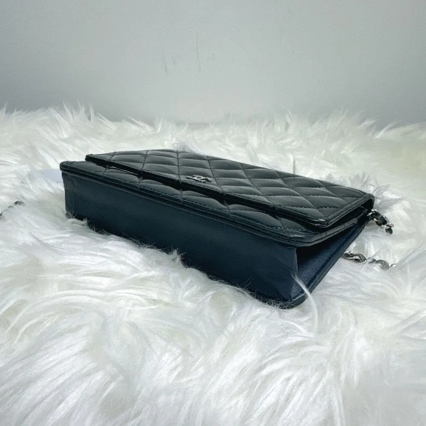 Chanel Black Quilted Leather Wallet On Chain Bag