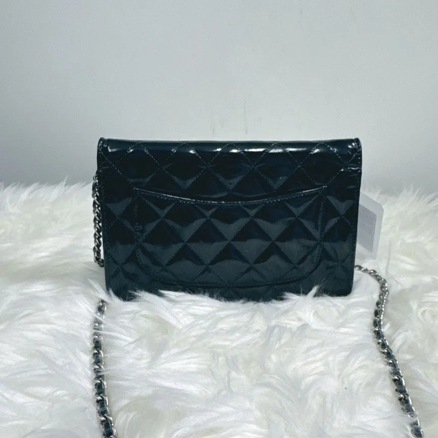 Chanel Black Quilted Leather Wallet On Chain Bag