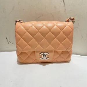 Chanel Classic Flap Pink Leather Shoulder Bag with ity Card