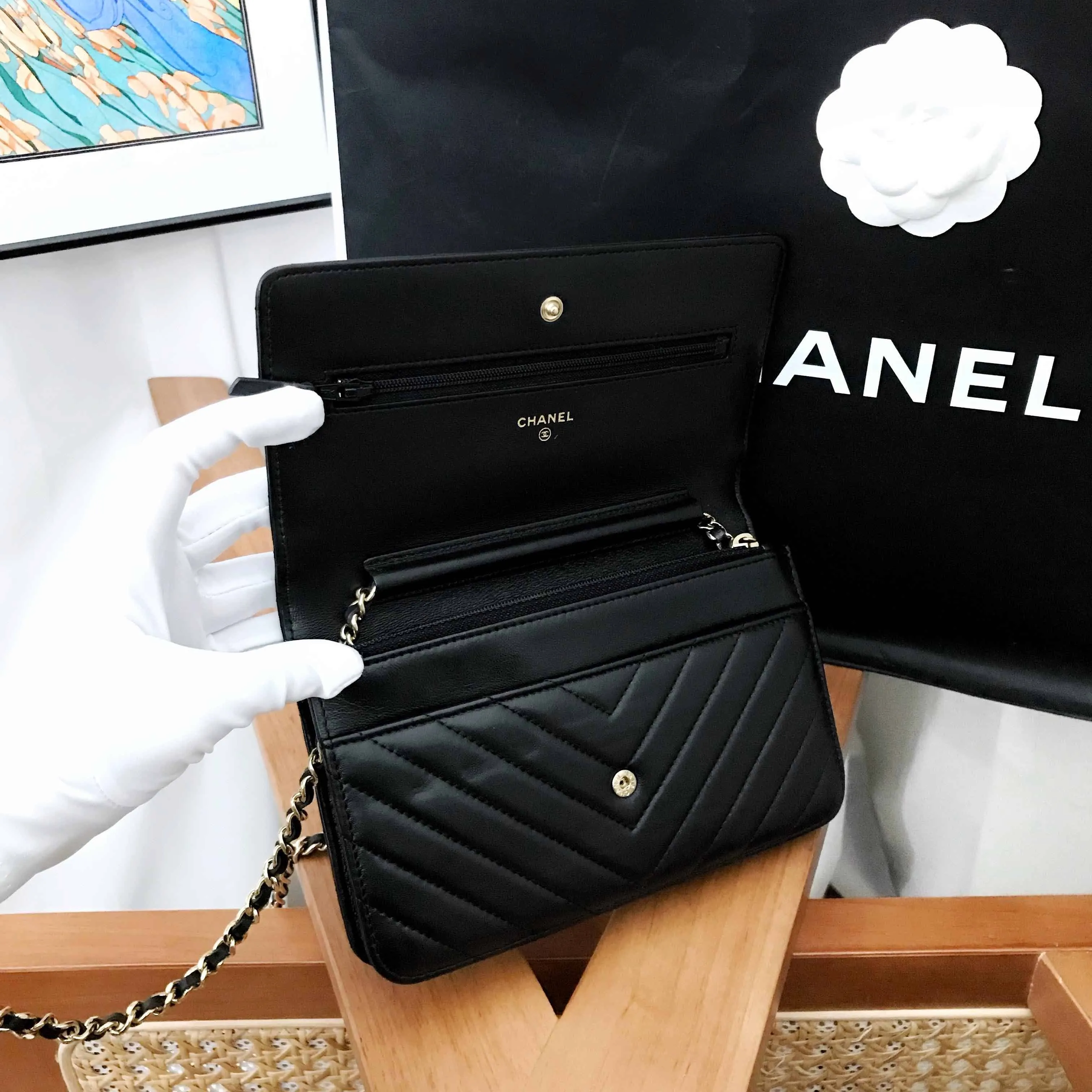 Chanel Classic WOC Black Leather Crossbody Bag