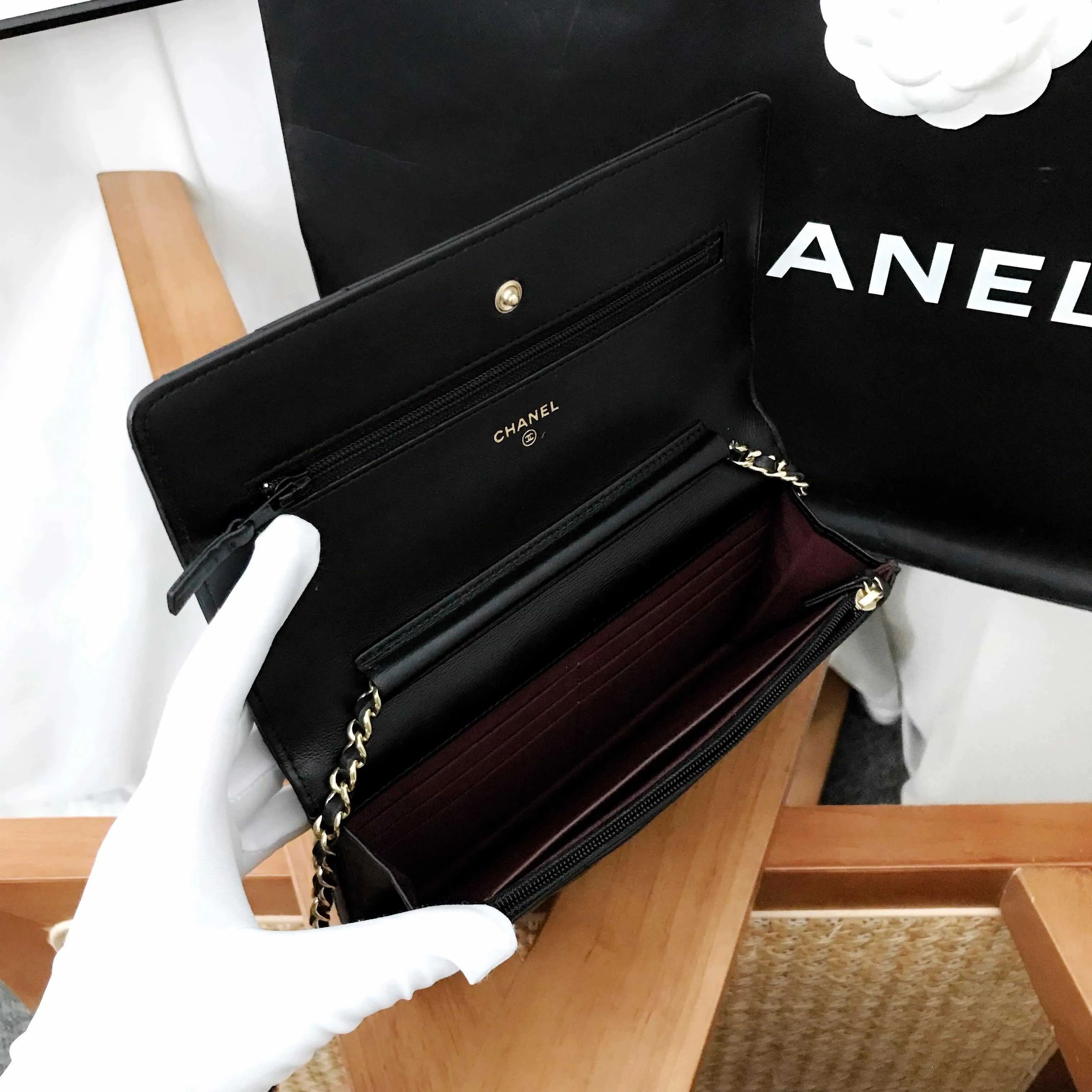 Chanel Classic WOC Black Leather Crossbody Bag