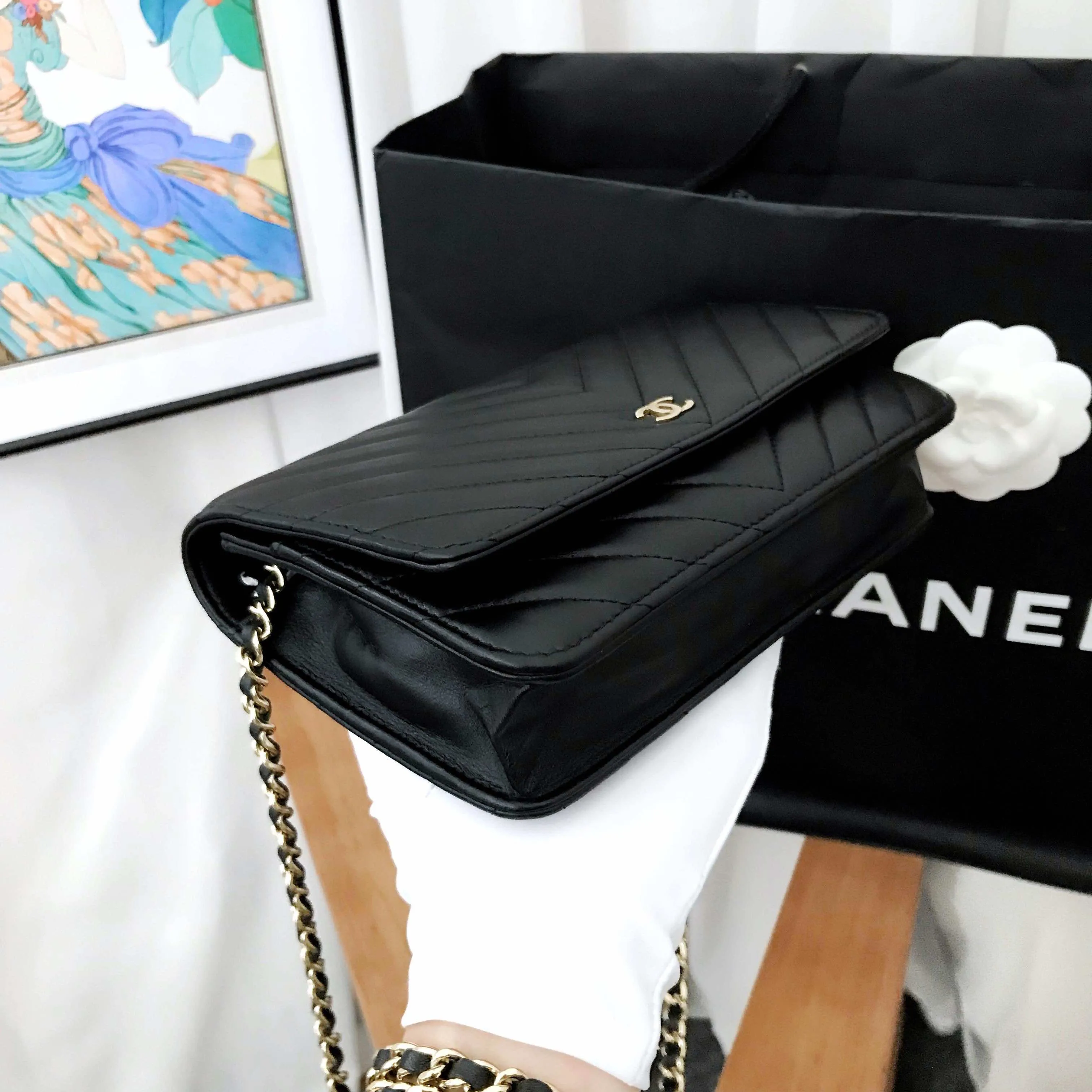 Chanel Classic WOC Black Leather Crossbody Bag