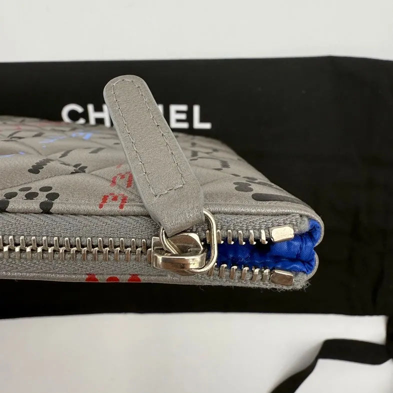 Chanel Matelasse Silver Multicolor Circuit Board Quilted Clutch Bag