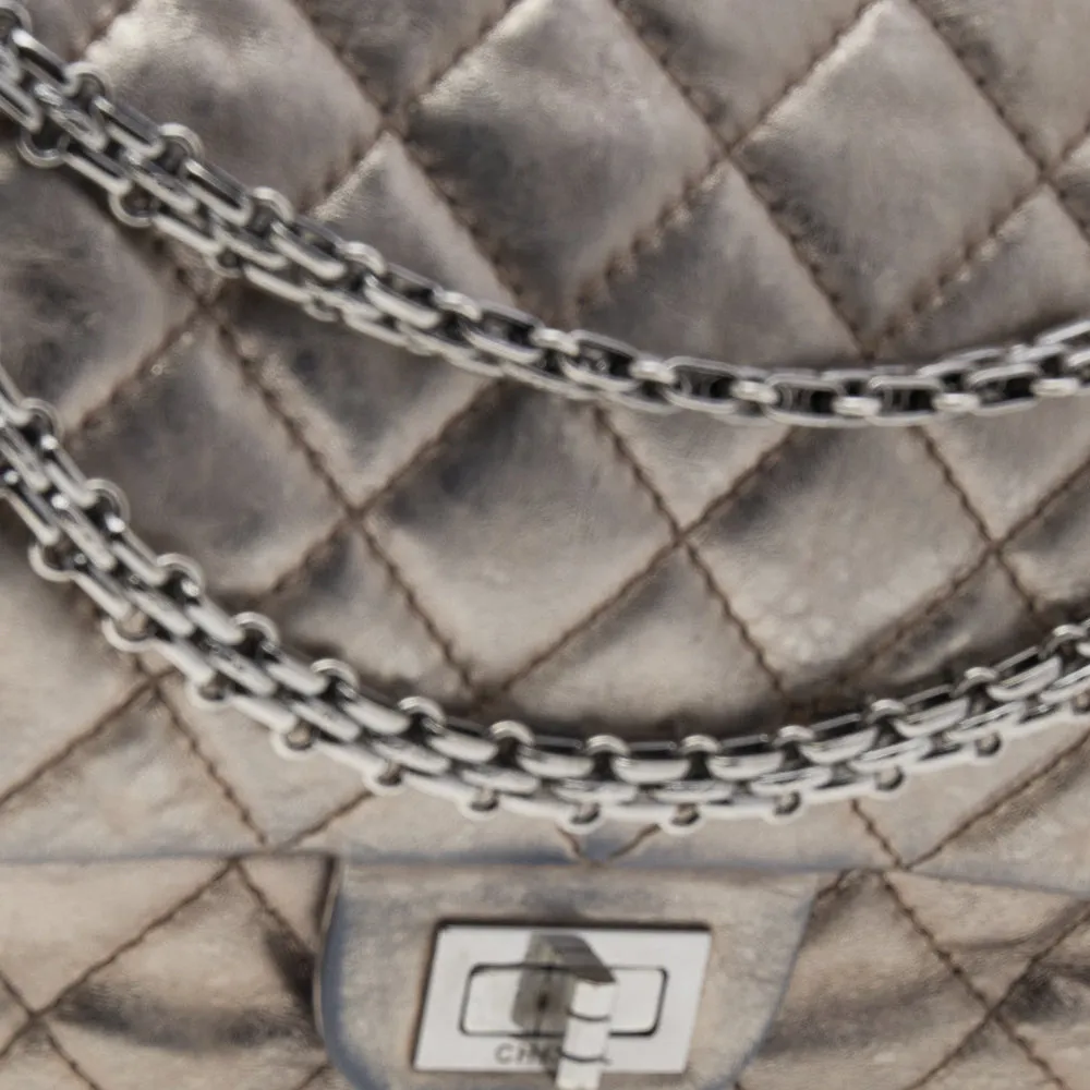 Chanel Metallic Grey Quilted Leather Reissue 2.55 Classic 226 Flap Bag