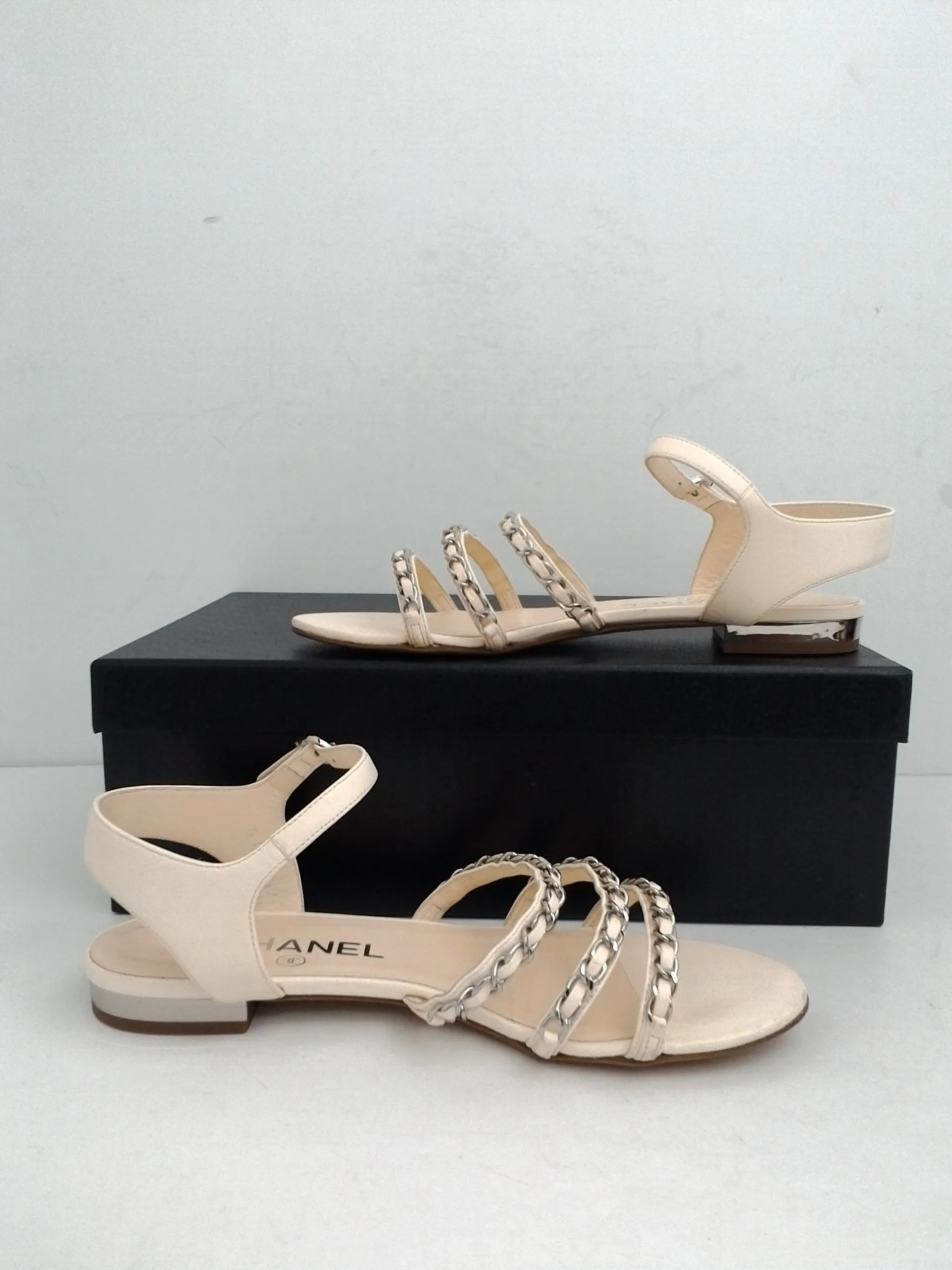 Chanel Women's Lambskin Ivory Sandals Size 36
